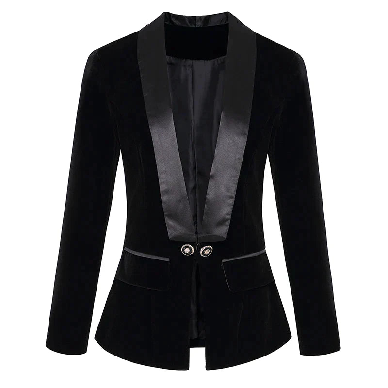 Velvet Ladies Blazer - Vivienne-Black-S-Nora Luxe