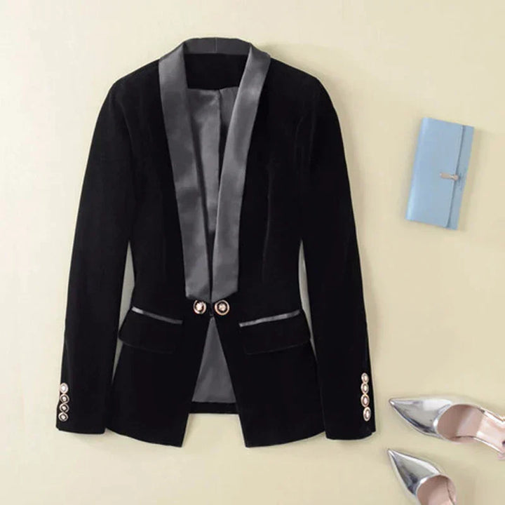 Velvet Ladies Blazer - Vivienne-Black-XS-Nora Luxe