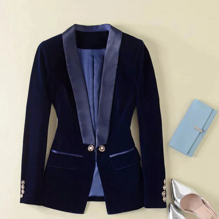 Velvet Ladies Blazer - Vivienne-Dark blue-XS-Nora Luxe