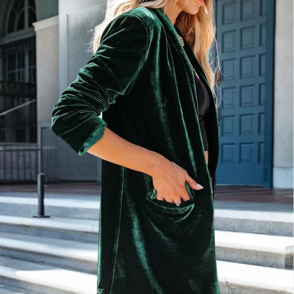 Velvet Ladies' Coat with Luxurious Look - Celestine-Burgundy-XS-Nora Luxe