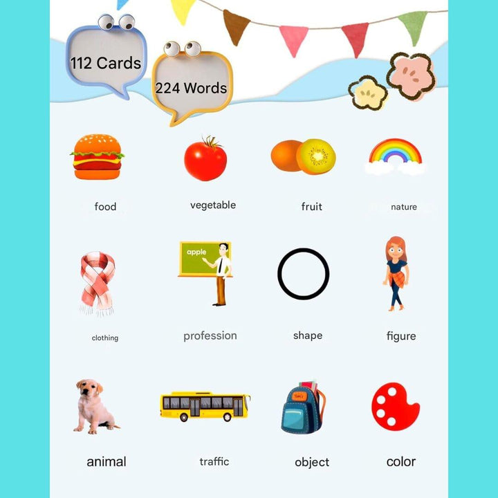 VerbaLingo - Educational Cards in Spanish and English-Blue-224 words-Nora Luxe