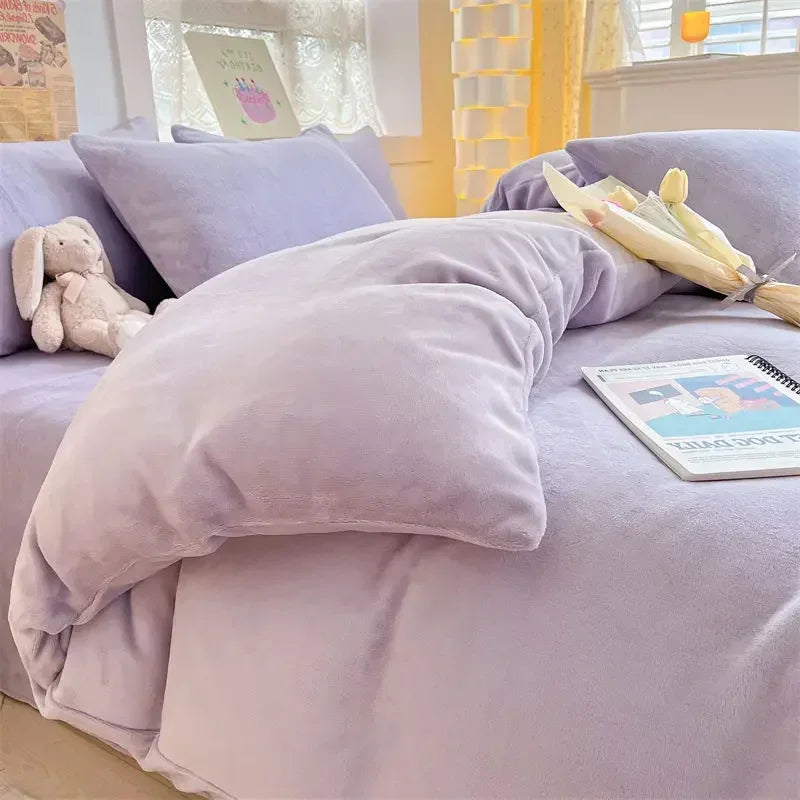 Verdict Flanellen Fleece Duvet Cover - CozyCover-Purple-59.06 × 78.74 in-Nora Luxe