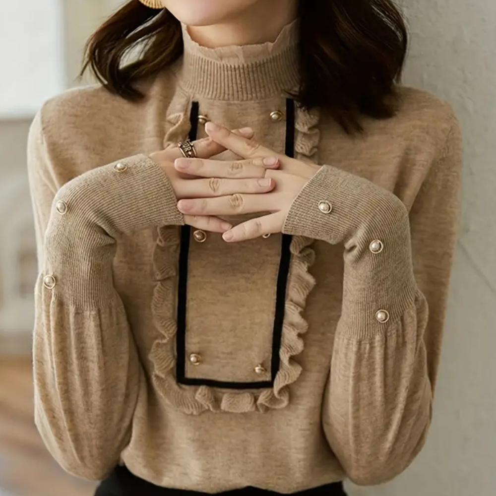 Versatile Khaki Ladies' Blouse - Nora-Nora Luxe