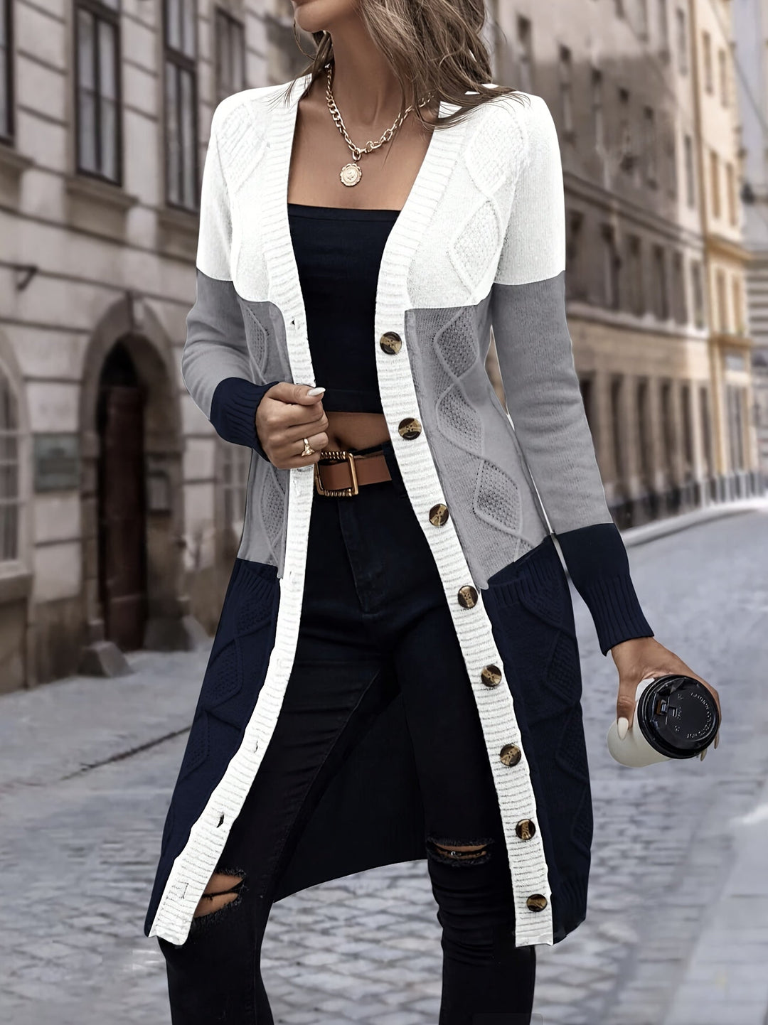 Versatile Long Sleeve Vest - Celeste-Gray-S-Nora Luxe