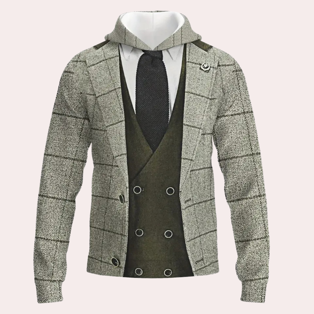 Versatile Men's Hoodie with Check Pattern - Lucian-S-Nora Luxe