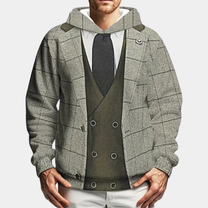 Versatile Men's Hoodie with Check Pattern - Lucian-S-Nora Luxe