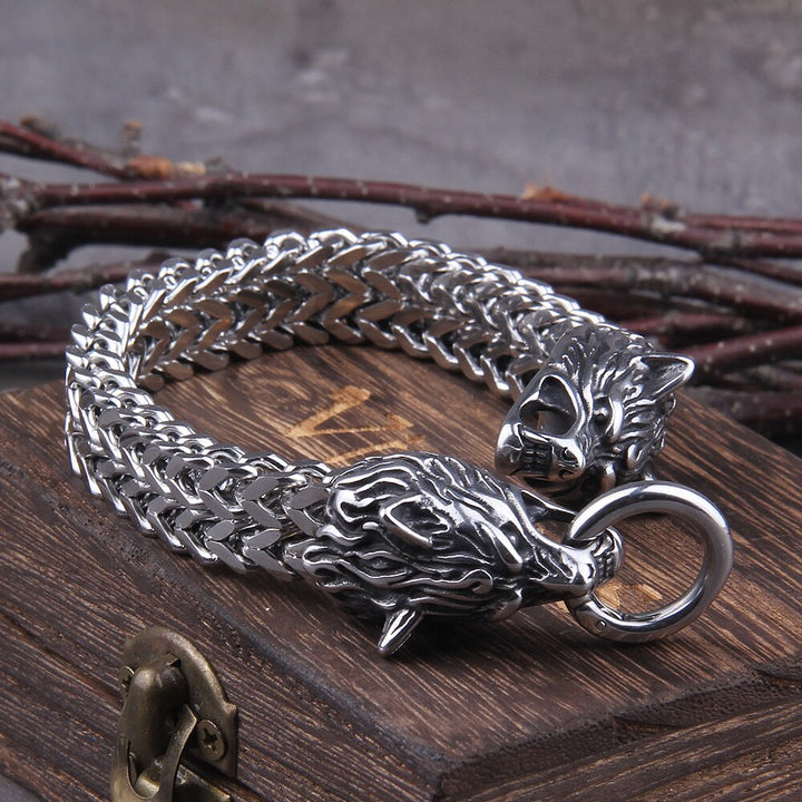 Viking Wolf Charm Bracelet – Ragnar-19cm-The Livary