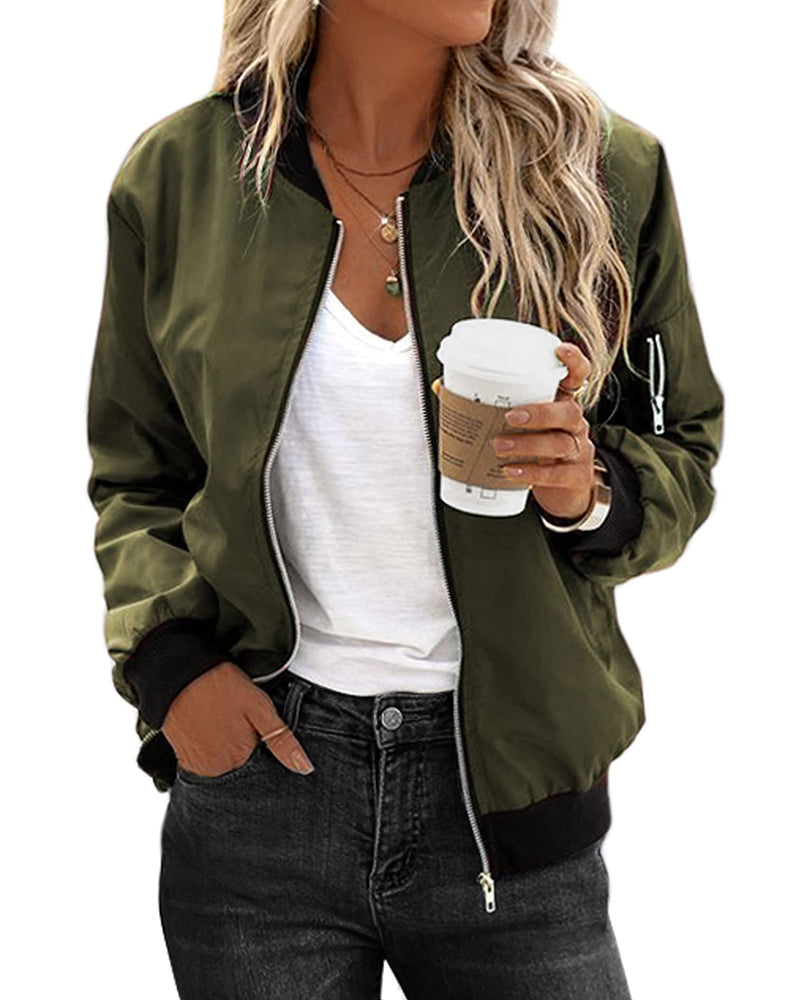 Vintage Bomber Jacket - Everly-Olive green-XS-Nora Luxe