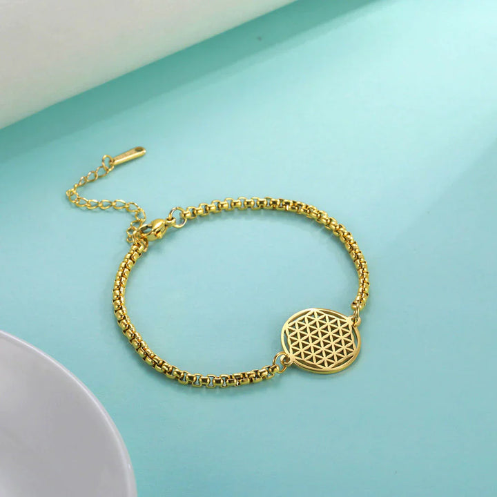 Vintage Chakra Flower Of Life Bracelet-18 Karat Gold-Nora Luxe
