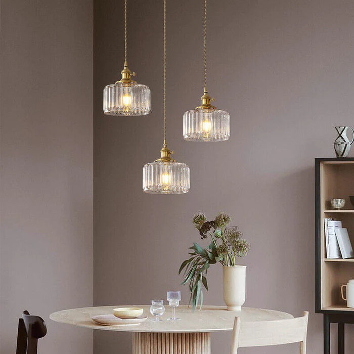 Vintage Crystal Pendant Lamp - Celeste-Beige-3 Head-Round-Nora Luxe