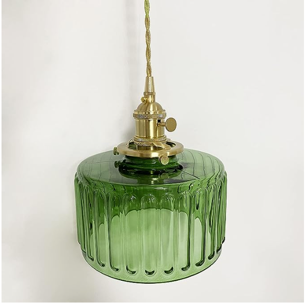 Vintage Crystal Pendant Lamp - Celeste-Green-Some Headings-Nora Luxe
