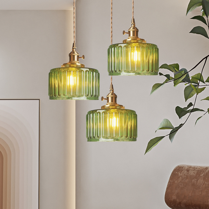 Vintage Crystal Pendant Lamp - Celeste-Green-Some Headings-Nora Luxe