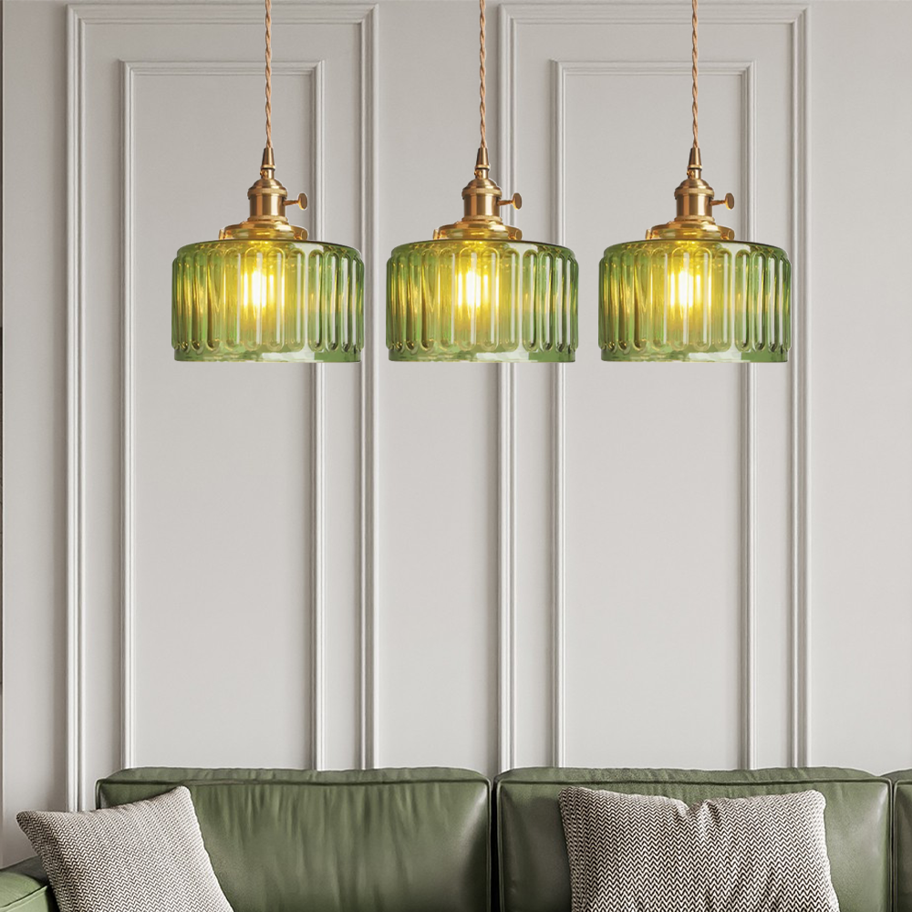 Vintage Crystal Pendant Lamp - Celeste-Green-Some Headings-Nora Luxe