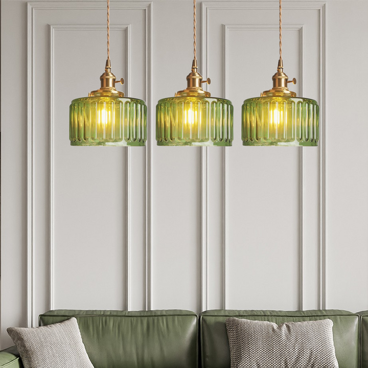 Vintage Crystal Pendant Lamp - Celeste-Green-Some Headings-Nora Luxe