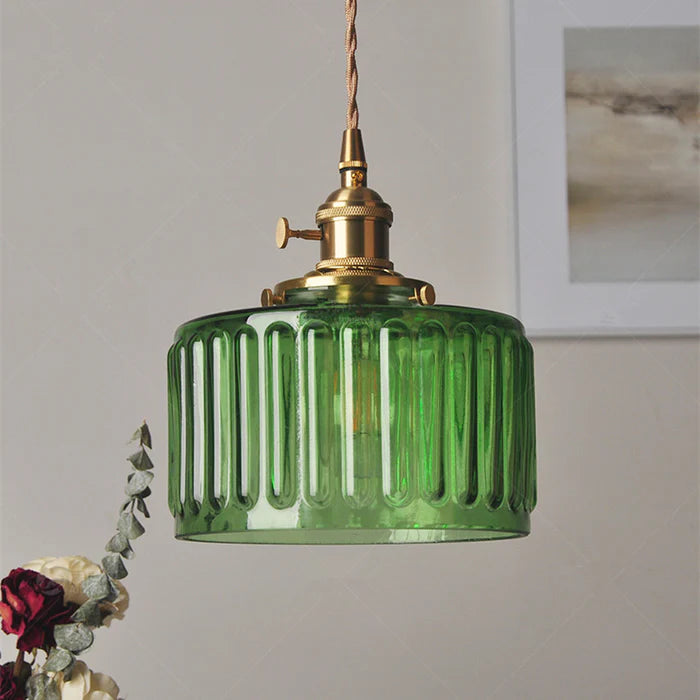 Vintage Crystal Pendant Lamp - Celeste-Green-Some Headings-Nora Luxe