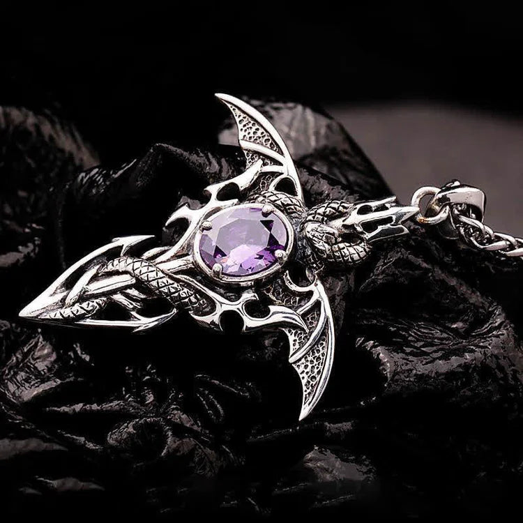 Vintage Demon Crystal Necklace-Nora Luxe