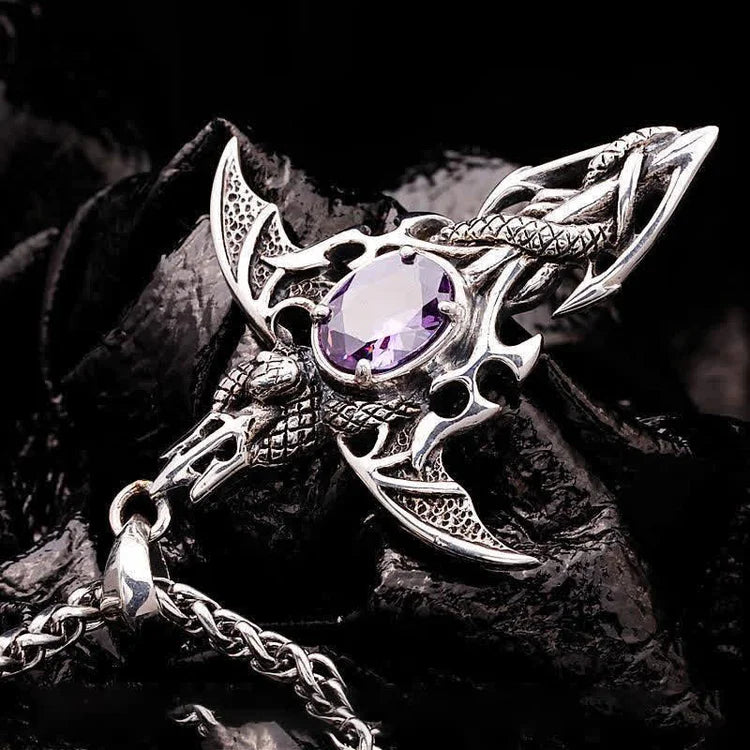 Vintage Demon Crystal Necklace-Nora Luxe