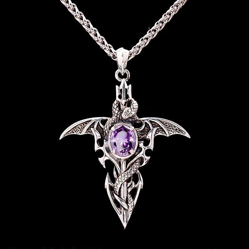 Vintage Demon Crystal Necklace-Nora Luxe