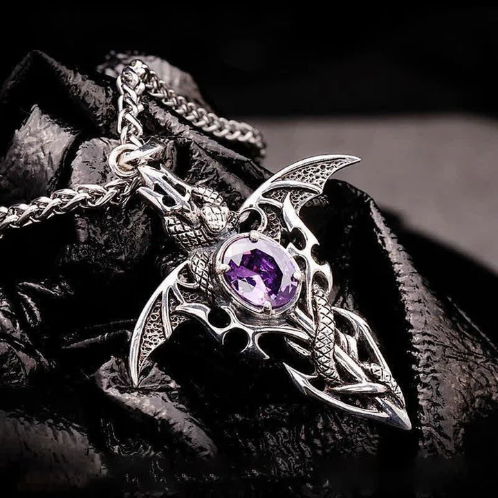 Vintage Demon Crystal Necklace-Nora Luxe