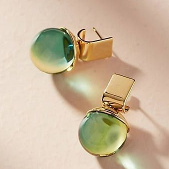 Vintage Earrings with Green Crystal - Emerald-Nora Luxe