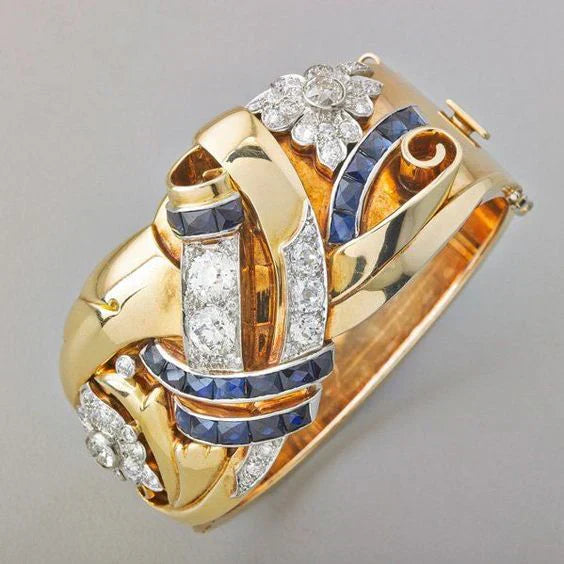 Vintage Gold Ring with Blue Zirconia - Celia-6-Nora Luxe