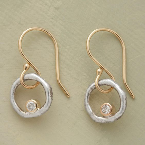 Vintage Gold & Silver Zirconia Earrings - Celeste-Nora Luxe
