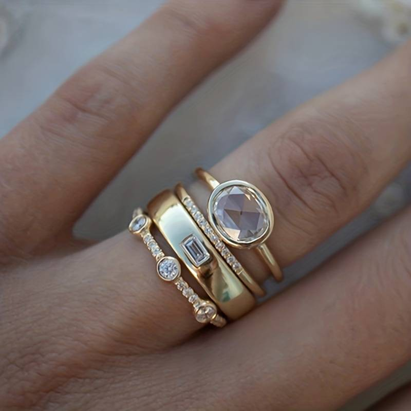 Vintage Gold & Zirconia Ring Set - Celestia-6-Nora Luxe
