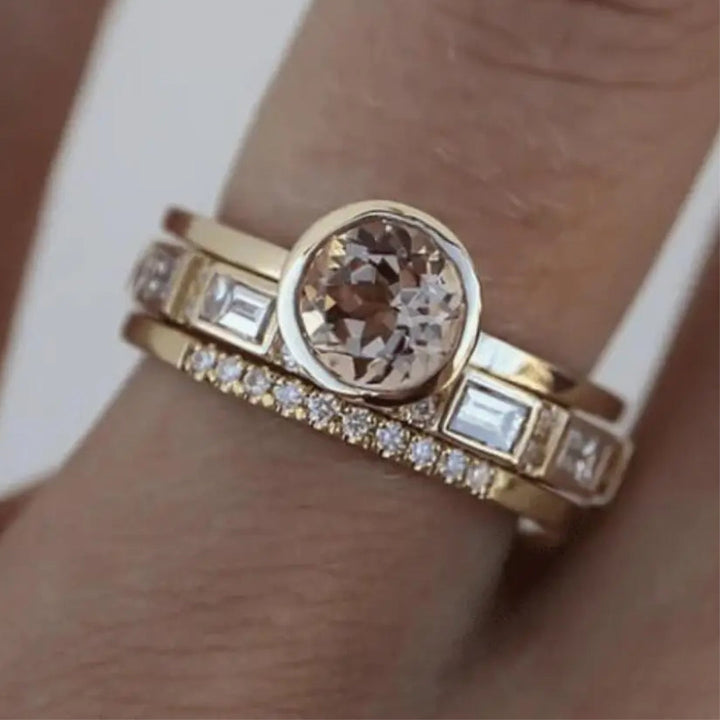 Vintage Golden Ring with Crystals - Eliana-6-Nora Luxe