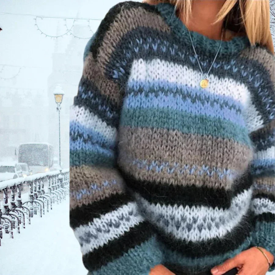 Vintage Hand-Knit Women's Sweater - Celeste-Blue-S-Nora Luxe