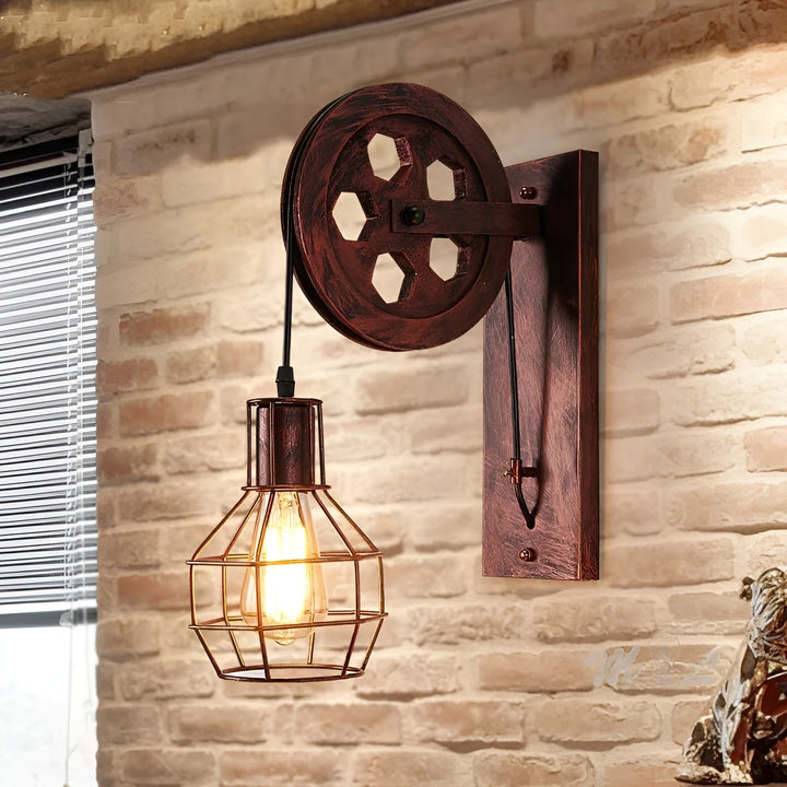 Vintage Industrial LED Wall Lamp - IronGlare-Rust-Nora Luxe