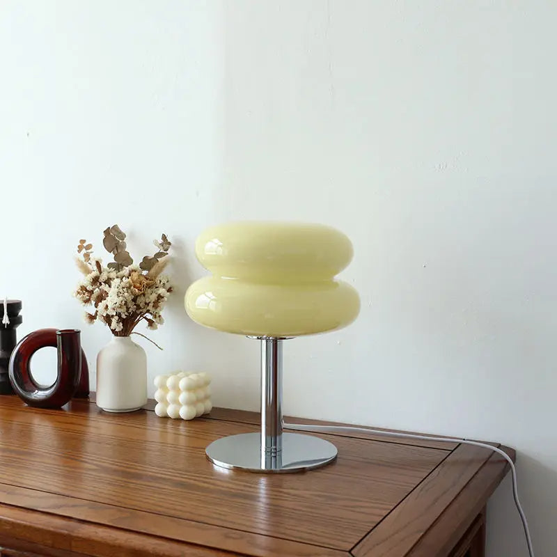 Vintage Italian Bauhaus Table Lamp-Beige yellow-Nora Luxe
