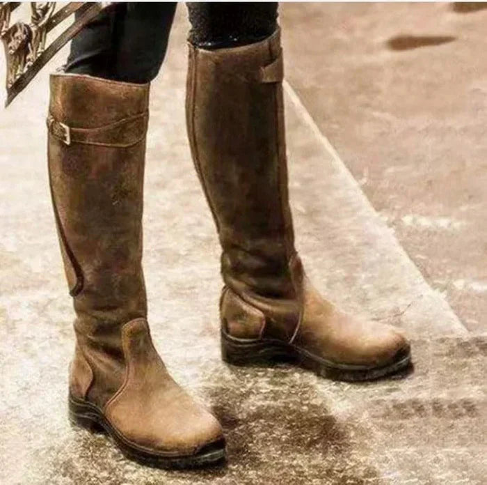 Vintage Knee-High Boots - Luna-Brown-4.5-Nora Luxe