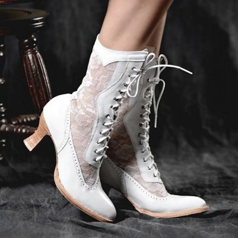 Vintage Ladies Ankle Boots - Nora-White-3.0-Nora Luxe