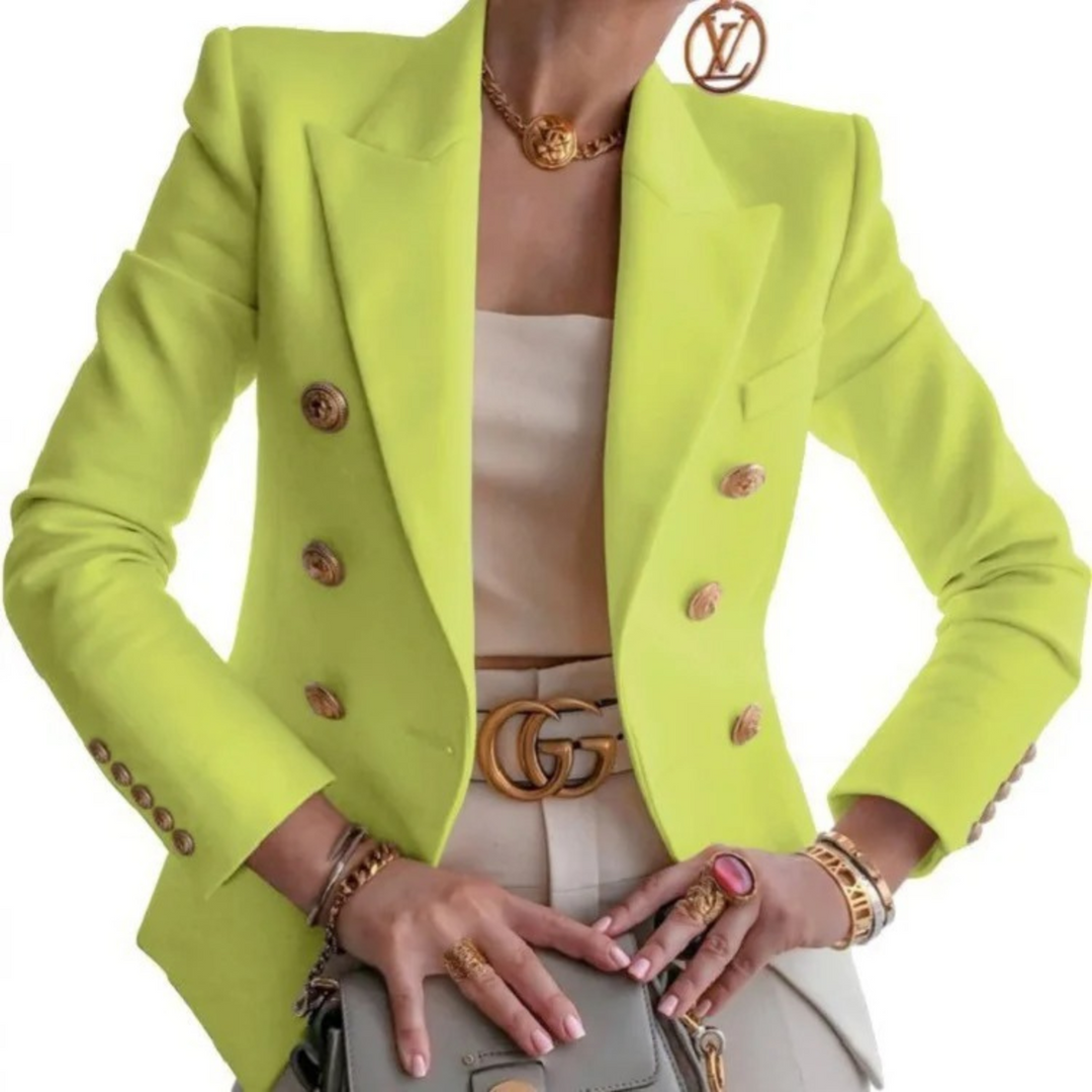 Vintage Ladies Blazer with Double Buttons - Isabelle-Green-S-Nora Luxe