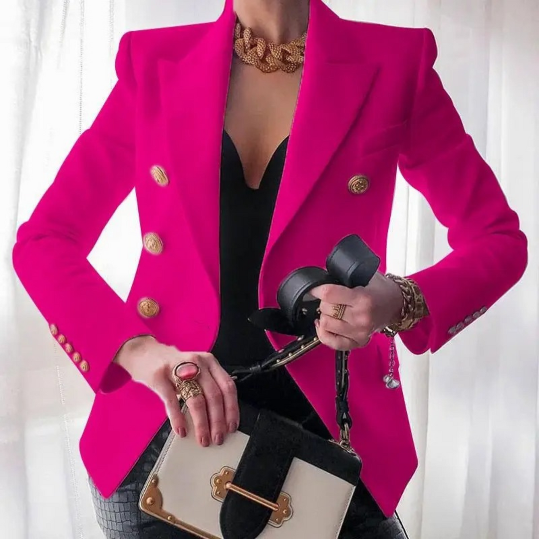 Vintage Ladies Blazer with Double Buttons - Isabelle-Pink-S-Nora Luxe