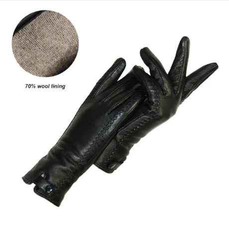 Vintage Leather Ladies Gloves - RetroGrove-S-Wol-Nora Luxe