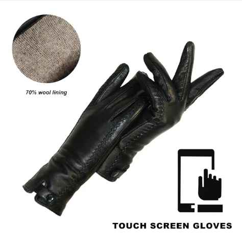 Vintage Leather Ladies Gloves - RetroGrove-S-Wol-Nora Luxe