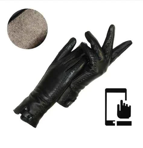 Vintage Leather Ladies Gloves - RetroGrove-S-Wol-Nora Luxe