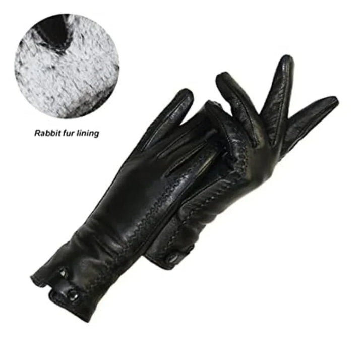 Vintage Leather Ladies Gloves - RetroGrove-S-Wol-Nora Luxe