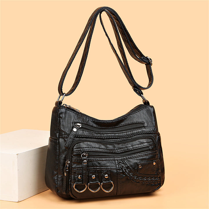 Vintage Leather Ladies Handbag - Isabella-Black-Nora Luxe