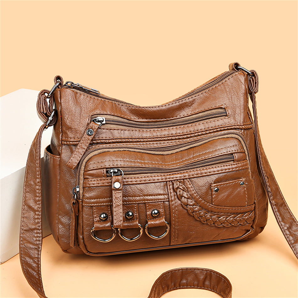 Vintage Leather Ladies Handbag - Isabella-Brown-Nora Luxe