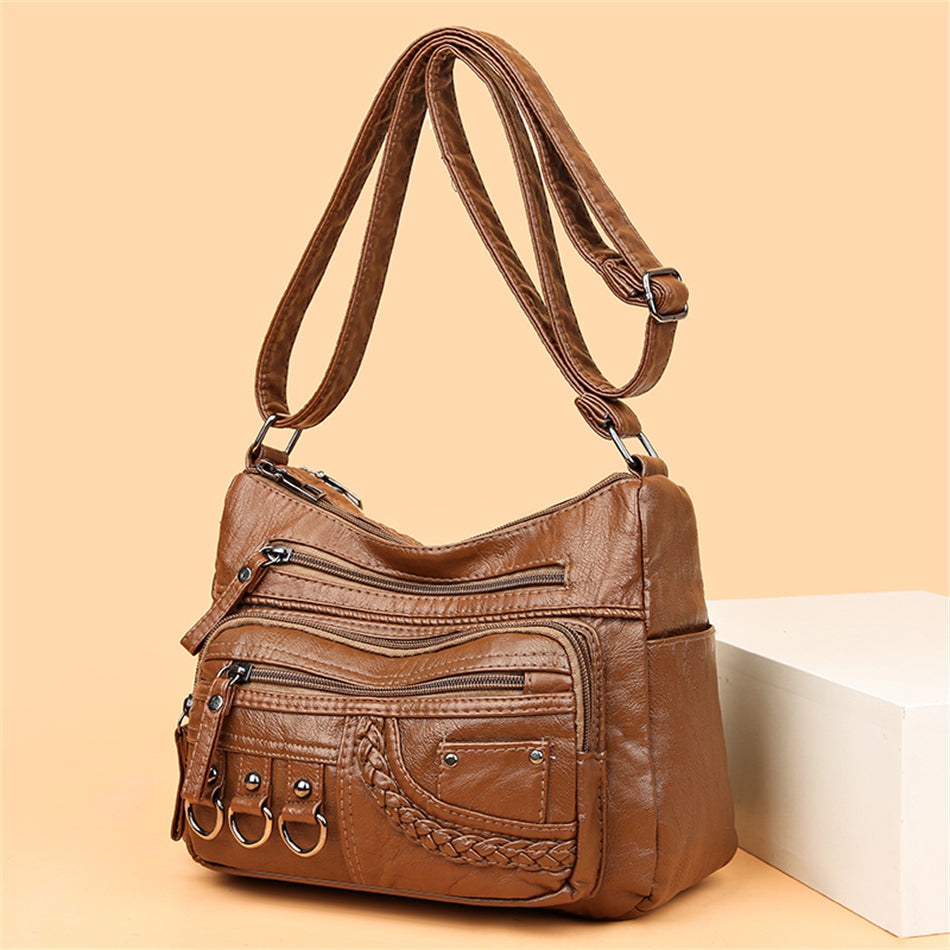 Vintage Leather Ladies Handbag - Isabella-Brown-Nora Luxe
