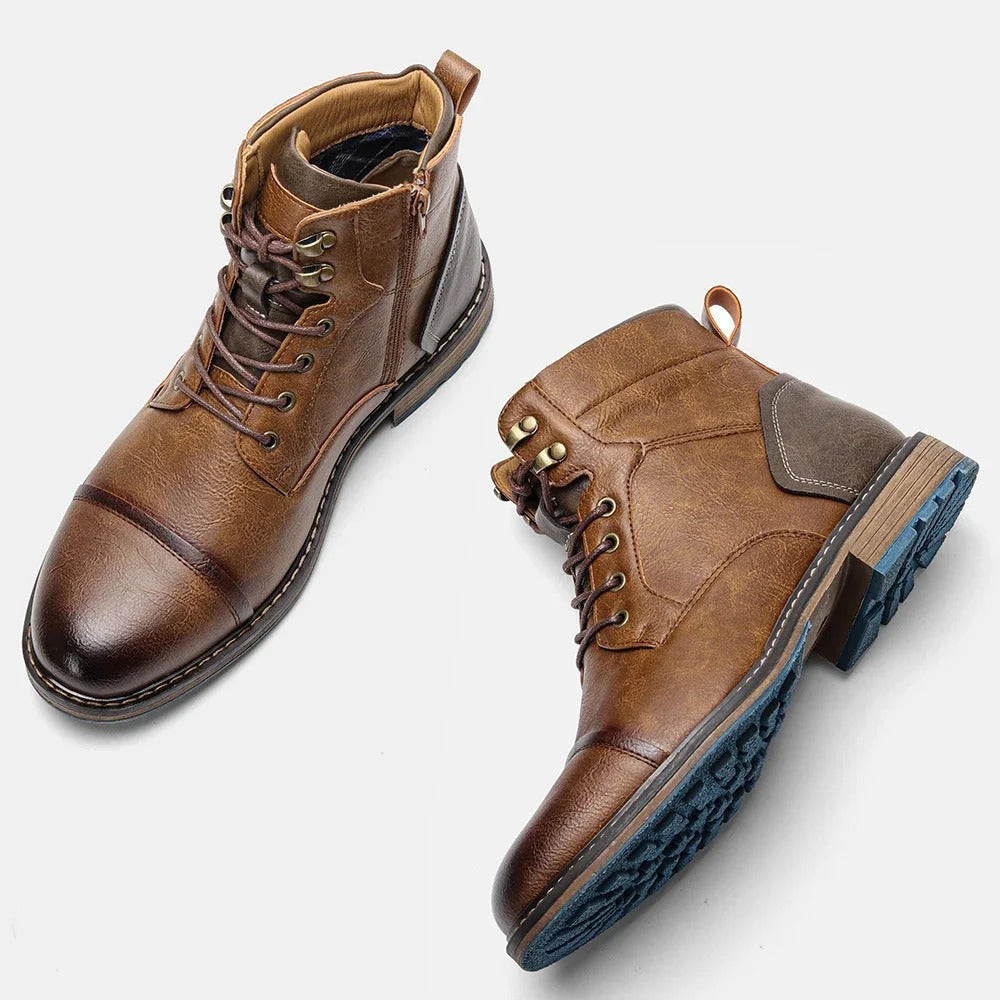 Vintage Leather Men's Boots - Orion-Brown-6.5-Nora Luxe