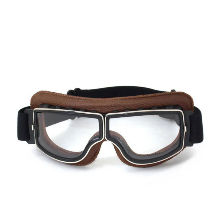 Vintage Leather Motorcycle Glasses - RiderEdge-Coffee-Nora Luxe
