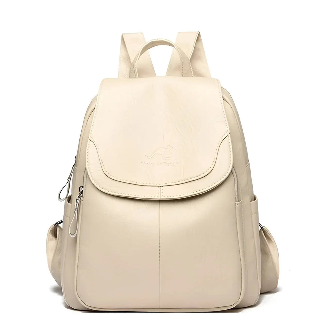 Vintage Leather Women's Backpack - Isabella-Beige-Nora Luxe