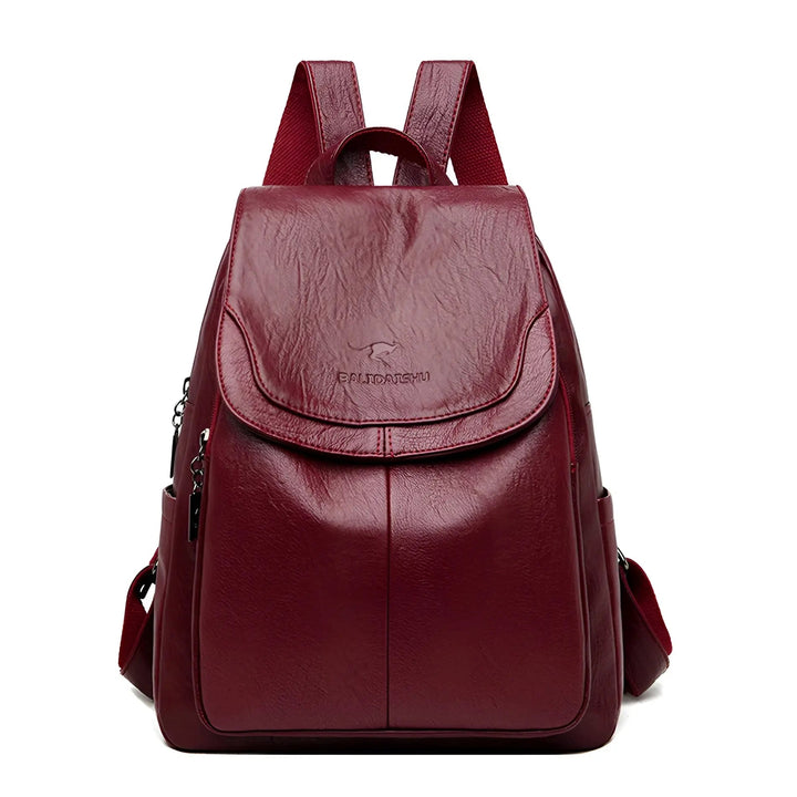 Vintage Leather Women's Backpack - Isabella-Bordeaux red-Nora Luxe