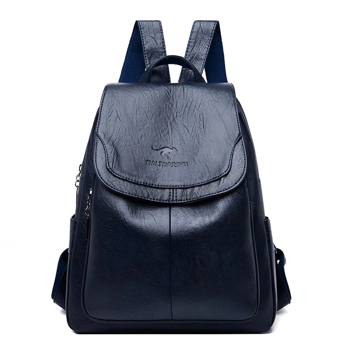 Vintage Leather Women's Backpack - Isabella-Dark blue-Nora Luxe