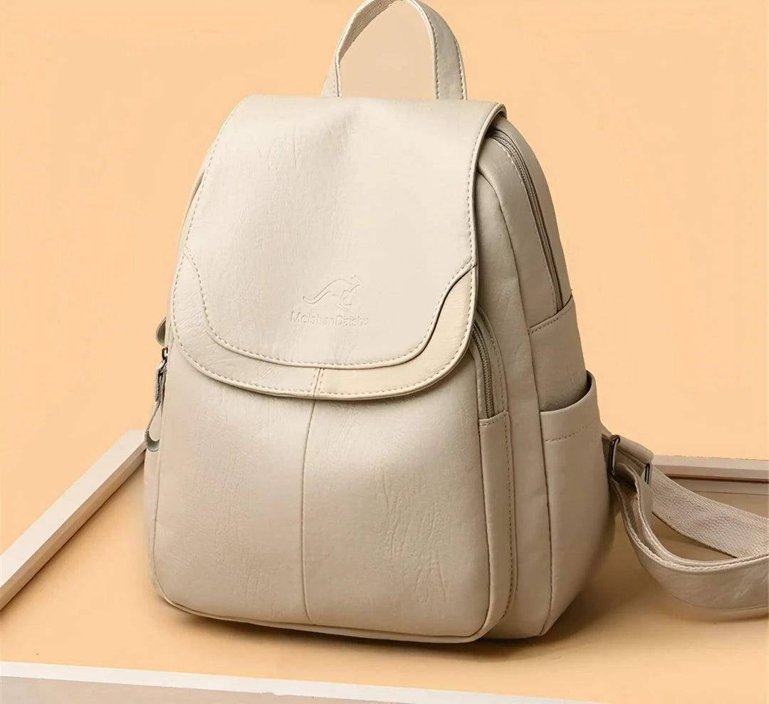 Vintage Leather Women's Backpack - Isabella-White-Nora Luxe