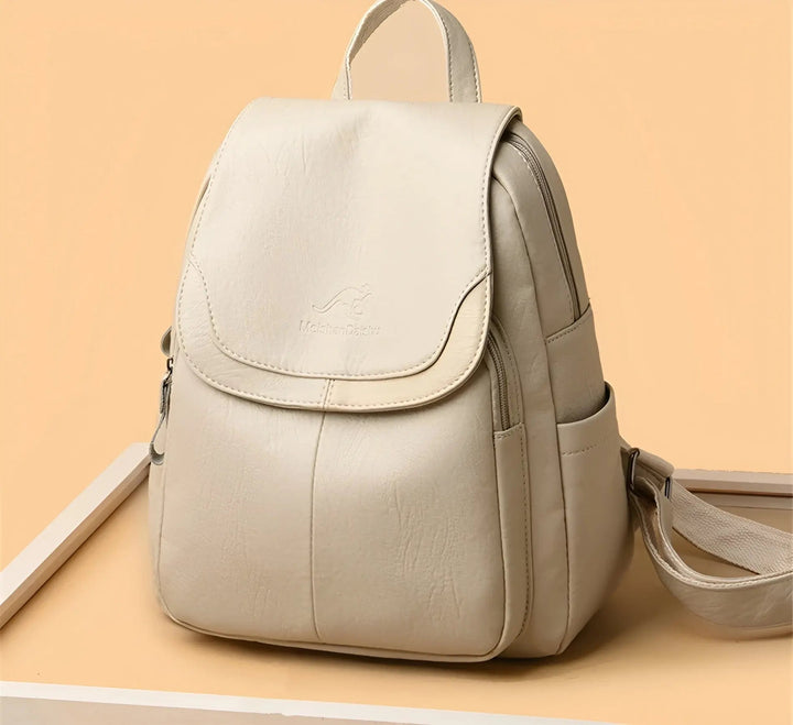 Vintage Leather Women's Backpack - Isabella-White-Nora Luxe