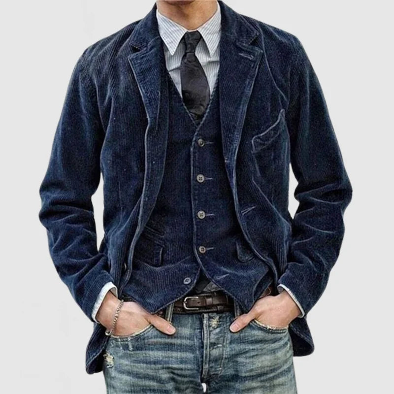 Vintage Men's Blazer and Waistcoat Set - Alexander-Marine Blue-S-Nora Luxe